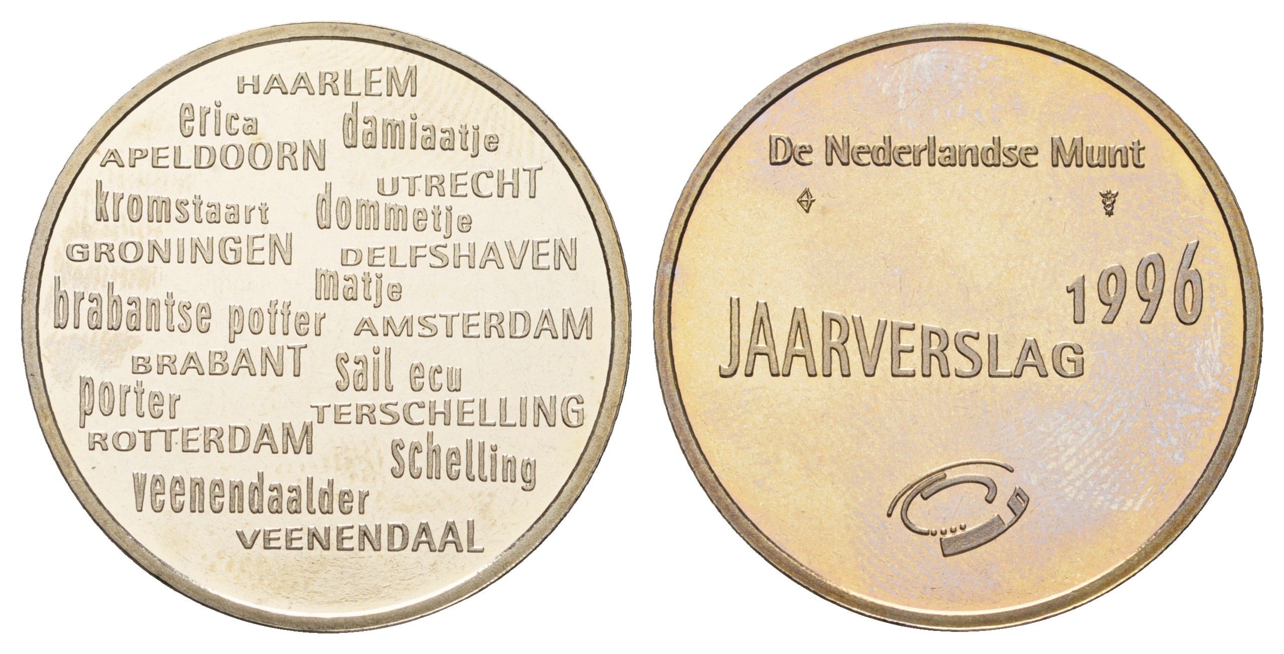 Нидерланды медаль монетного двора 1996 диаметр 33 мм, вес 15,5 гр медно-никель 189-333