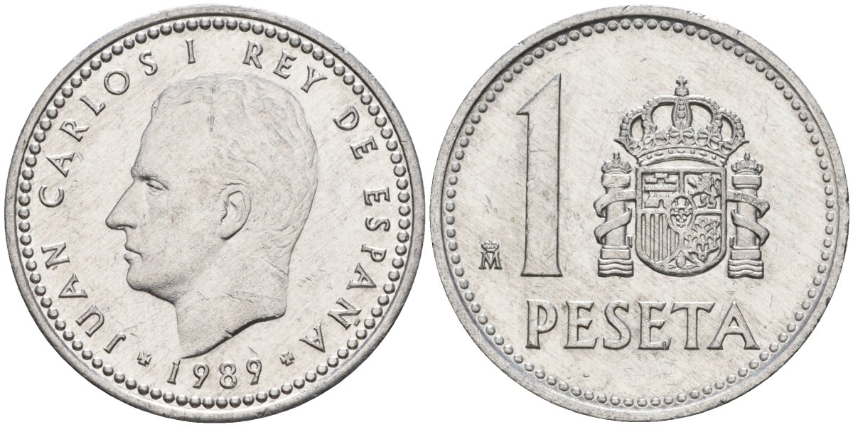 Испания 1 песета 1989 M, Хуан Карлос I (1975-2014) KM 821 алюминий 4448-933
