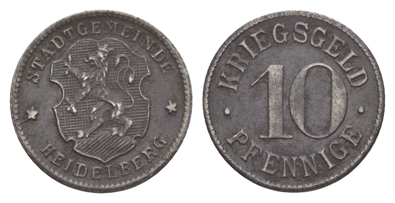 Гейдельберг 10 пфеннигов ND (1919-1920) Funck 203.3, Men05 11175.1, Men18 14006.1 железо 4636-1117