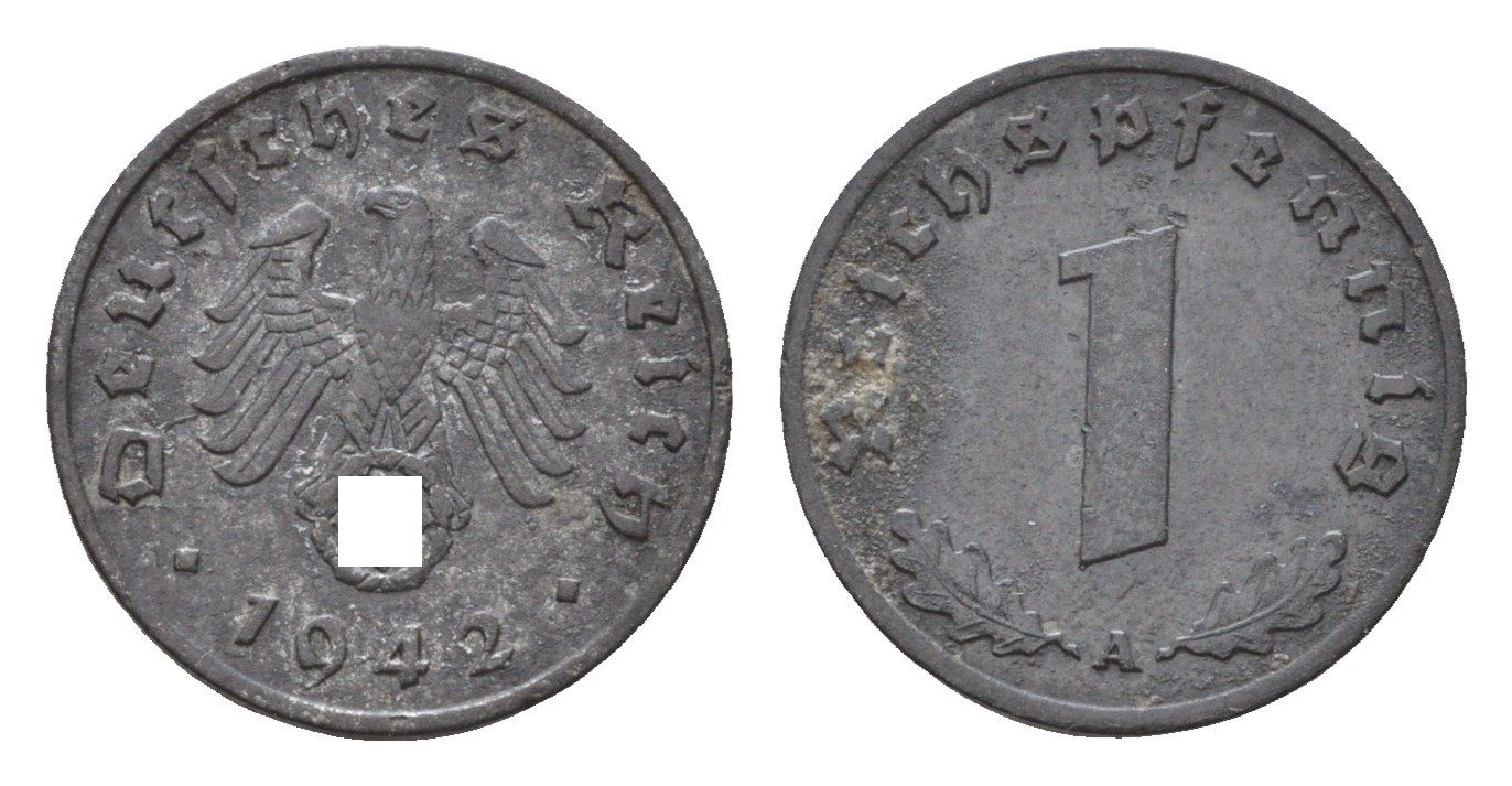 Германия 1 рейхспфенниг 1942 A KM 97, J. 369 цинк 4685-424