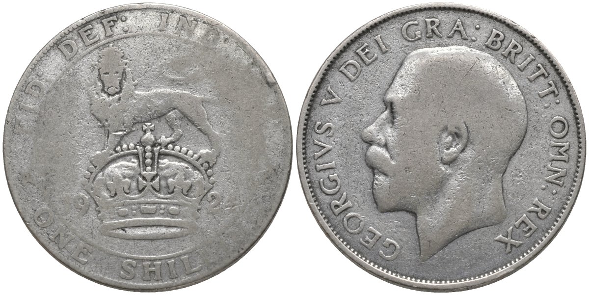 Великобритания 1 шиллинг 1924 Георг V (1910-1936) KM 816a, Spink 4023А серебро 4544-1242