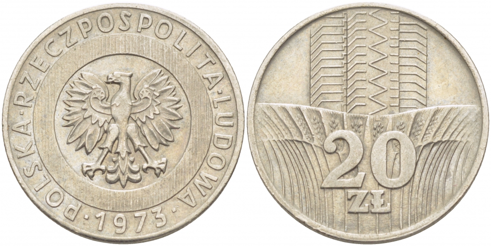 Польша 20 злотых 1973 монетный двор Кремница KM 67, Parchimowicz 245a медно-никель 3457-516