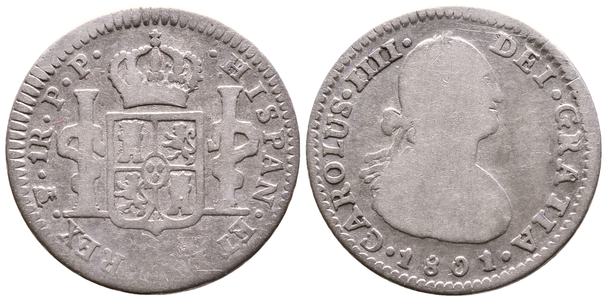 Боливия 1 реал 1801 РР, Карл IV (1788-1808) KM 70 серебро 4178-612