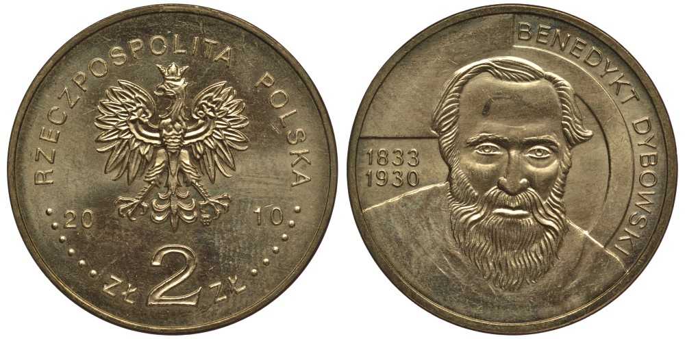 Польша 2 злотых 2010 MW, серия польские путешественники, Бенедикт Дыбовский (1833-1930) KM 742 нордик 111-415