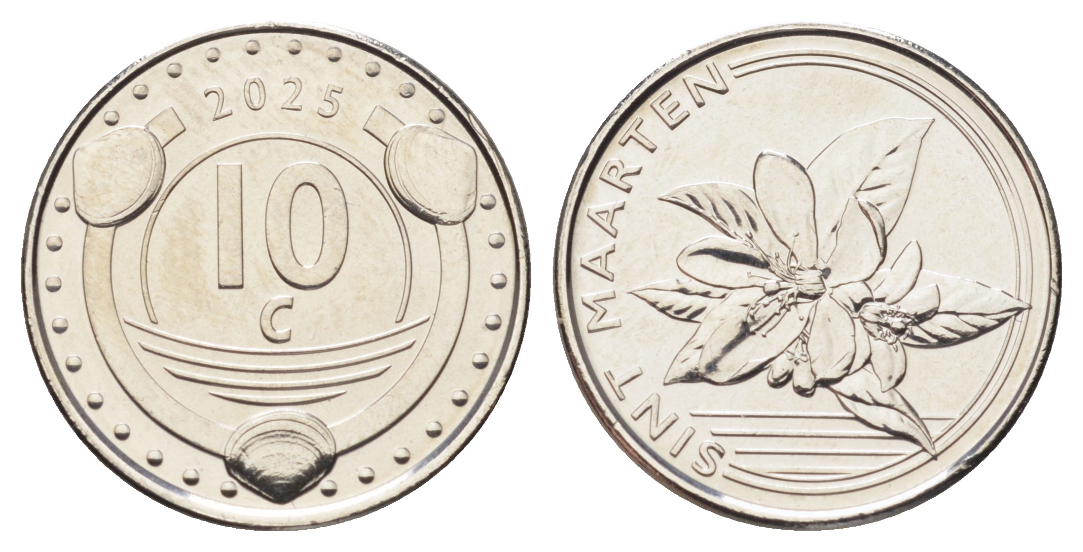 Кюрасао 10 центов 2025 король Виллем-Александр (2013- ) KM NEW никелированная сталь  UNC  M74-12