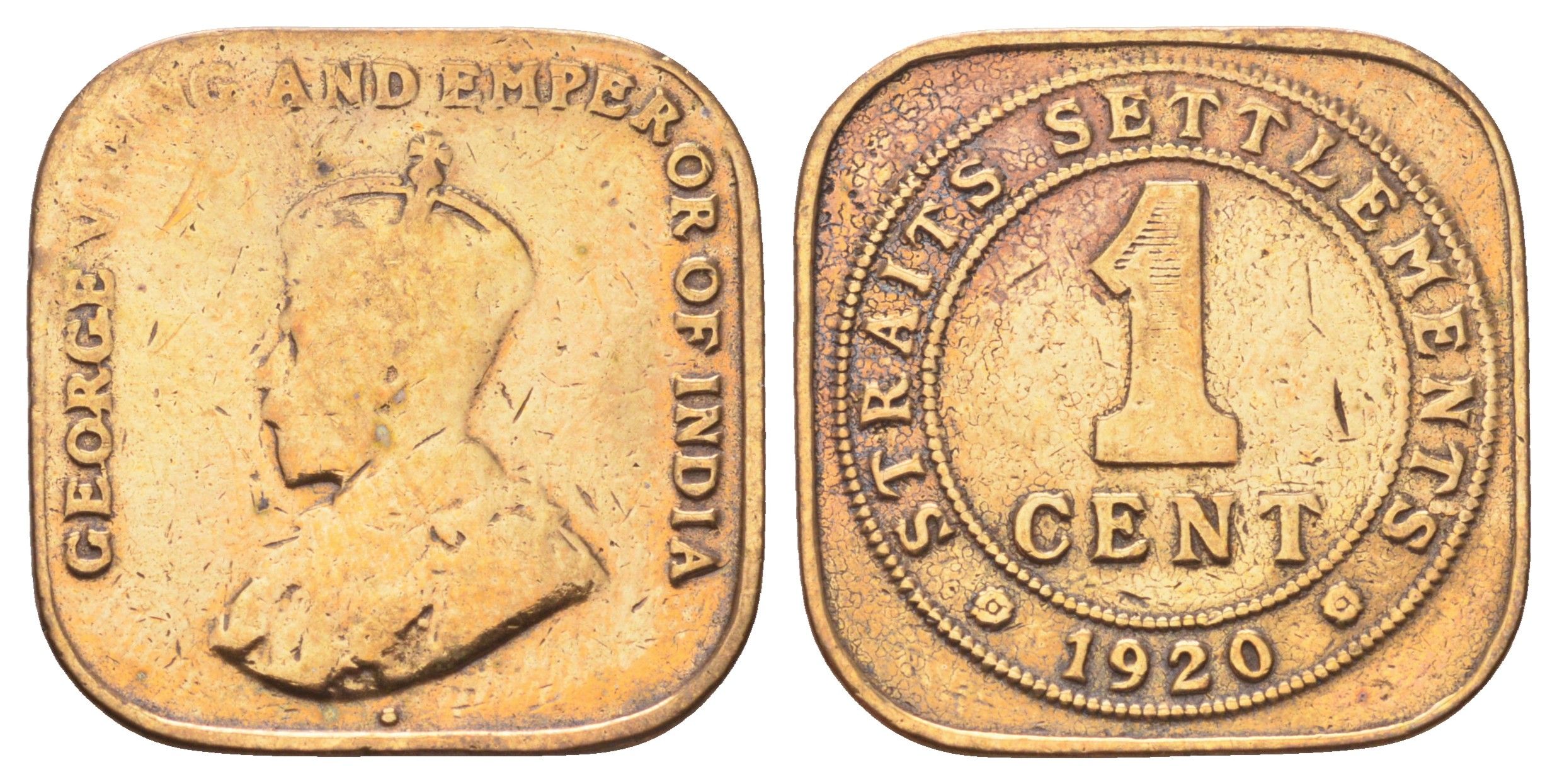Стрейтс-Сетлментс (Стрейтс Сетлментс) 1 цент 1920 Георг V (1910-1936) KM 32 бронза 4697-1247