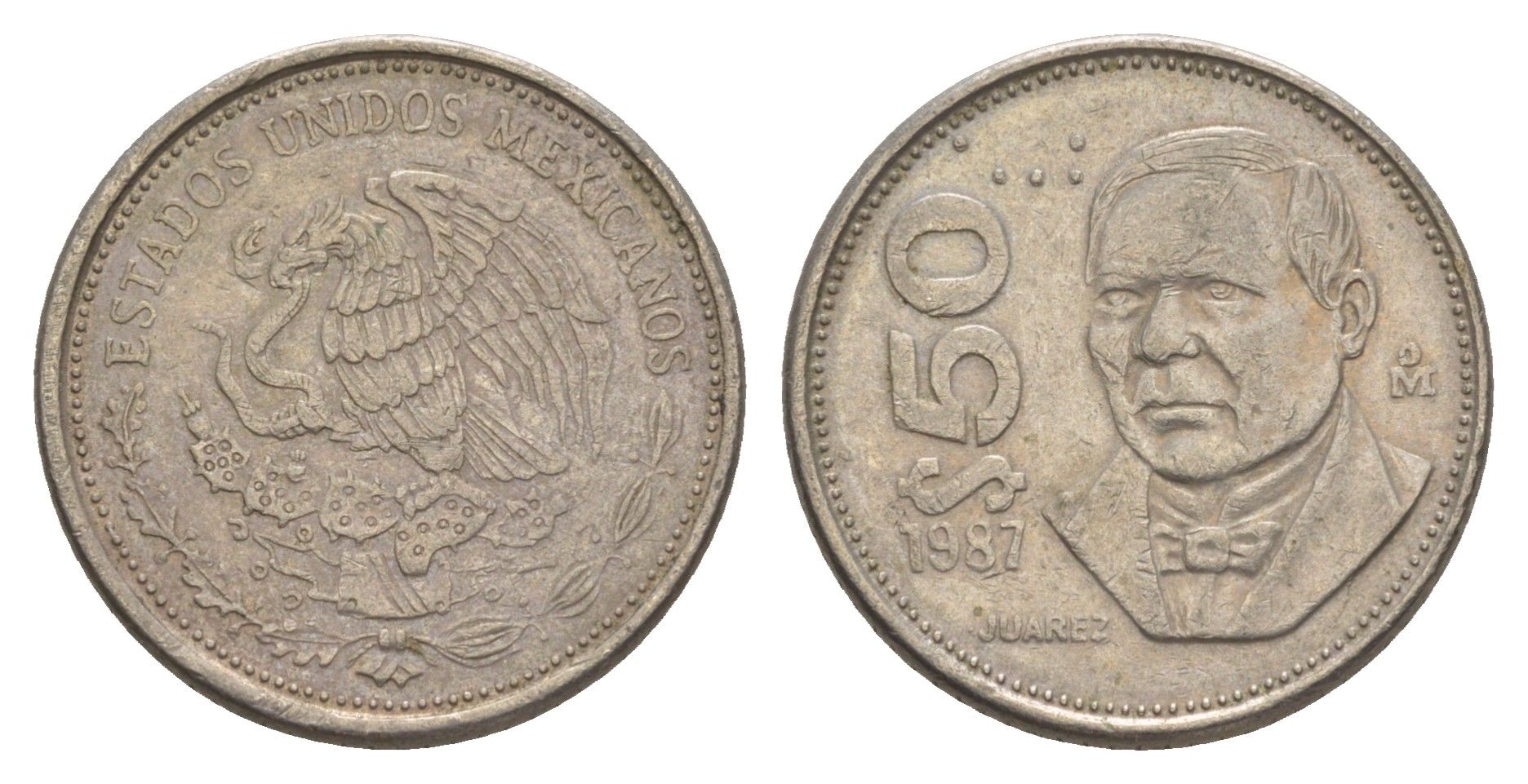 Мексика 50 песо 1987 KM 495 медно-никель 4646-336