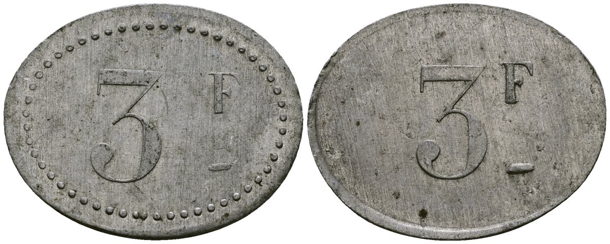 Франция 3 франка ресторанный жетон латунь 4175-933