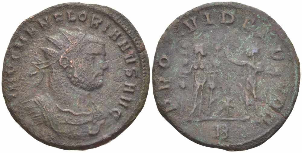 Римская Империя аврелианиан 276 Флориан PROVIDEN DEOR Сердика Very fine LV 2925 бронза 1073-17-43
