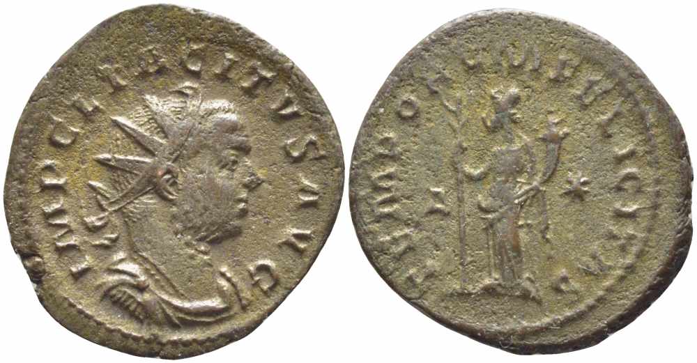 Римская Империя аврелианиан 276 Тацит TEMPORVM FELICITAS Лугдун Good Very fine RIC 65 бронза 1073-17-17