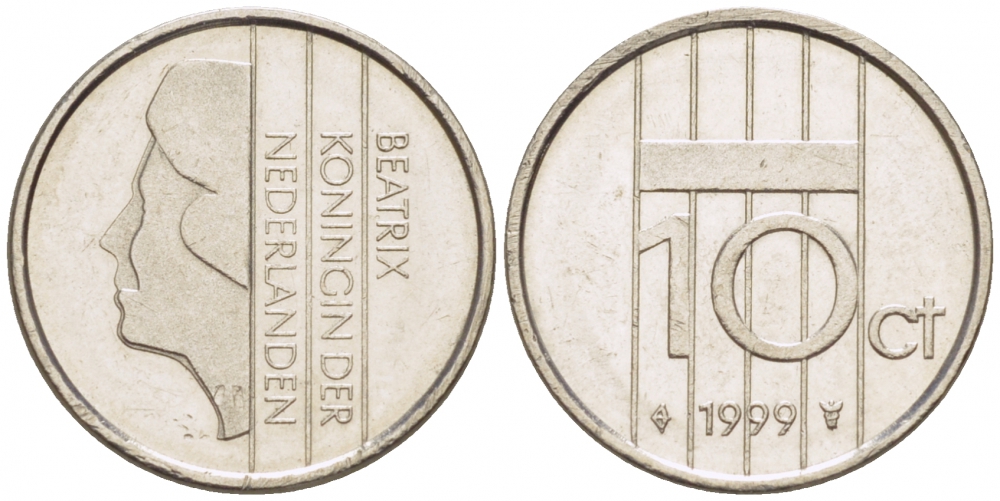 НИДЕРЛАНДЫ 10 ЦЕНТОВ 1999 KM 203 никель 3457-1134