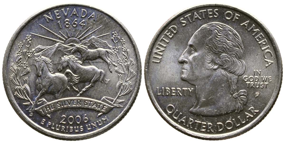 США 25 центов (квотер) 2006 Р, серия штаты США, Небраска KM 382 медь плакированная медно-никелем 56-312