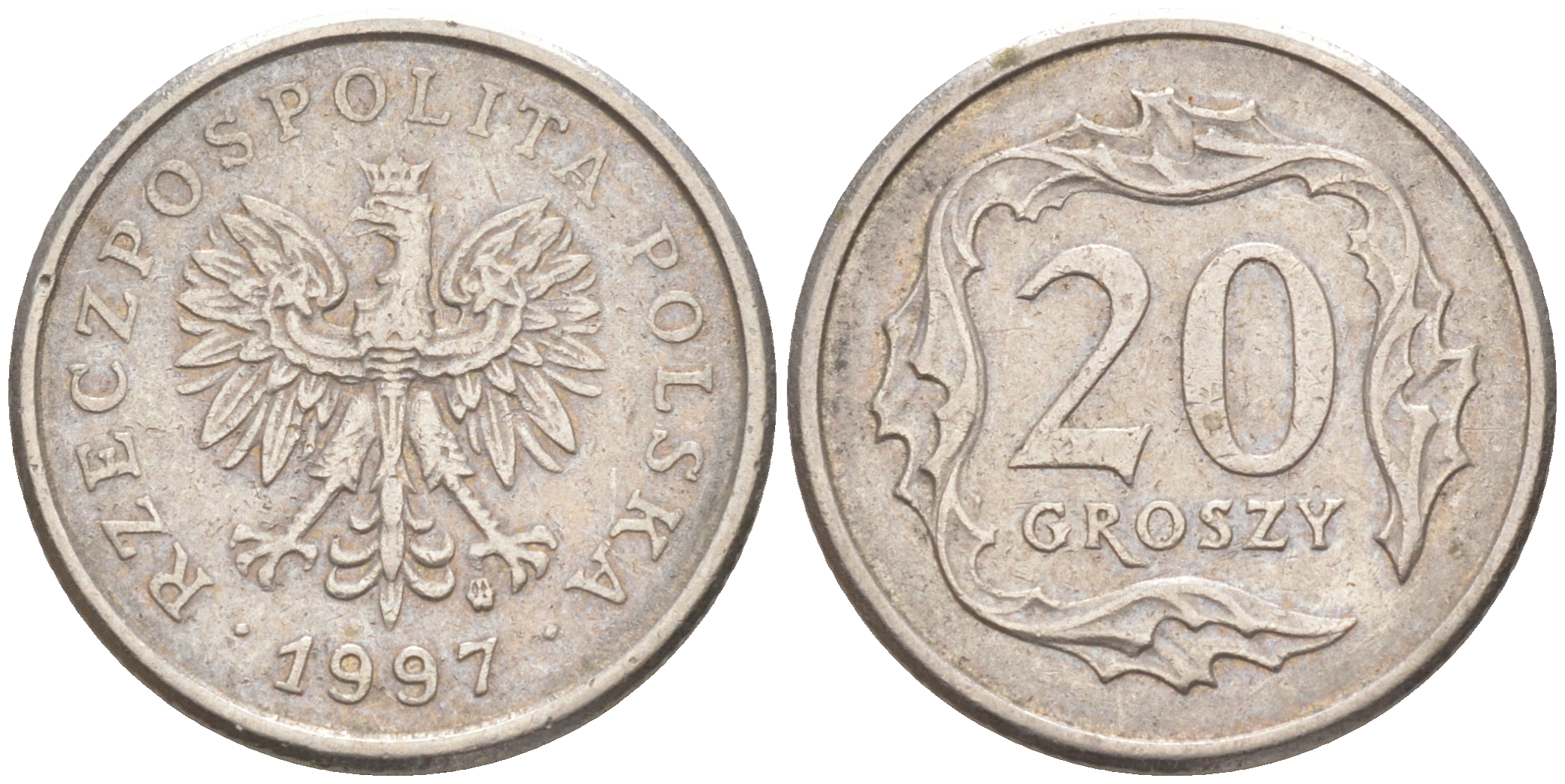 Польша 20 грошей 1997 MW KM 280 медно-никель 187-928