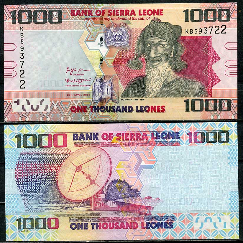Сьерра-Леоне 1000 леоне 2021 Бай Берх, спутниковая антена Pick 30 f  бумага  UNC (пресс) 448-8-1