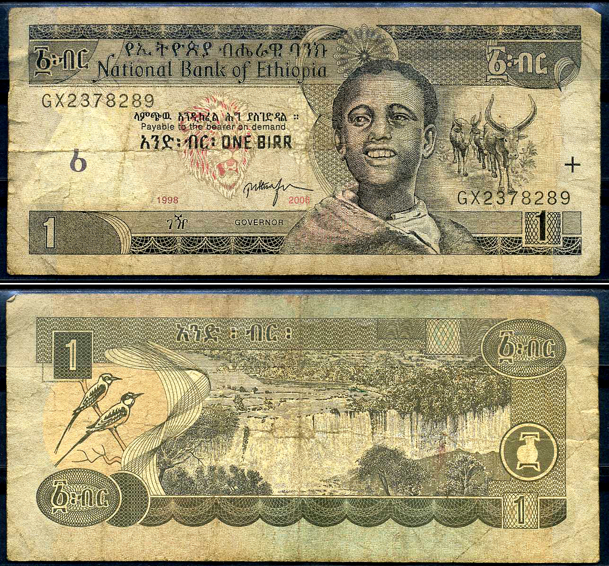 Эфиопия 1 быр ED 1998 AD 2006 Pick 46 d бумага 8592-3-4-1