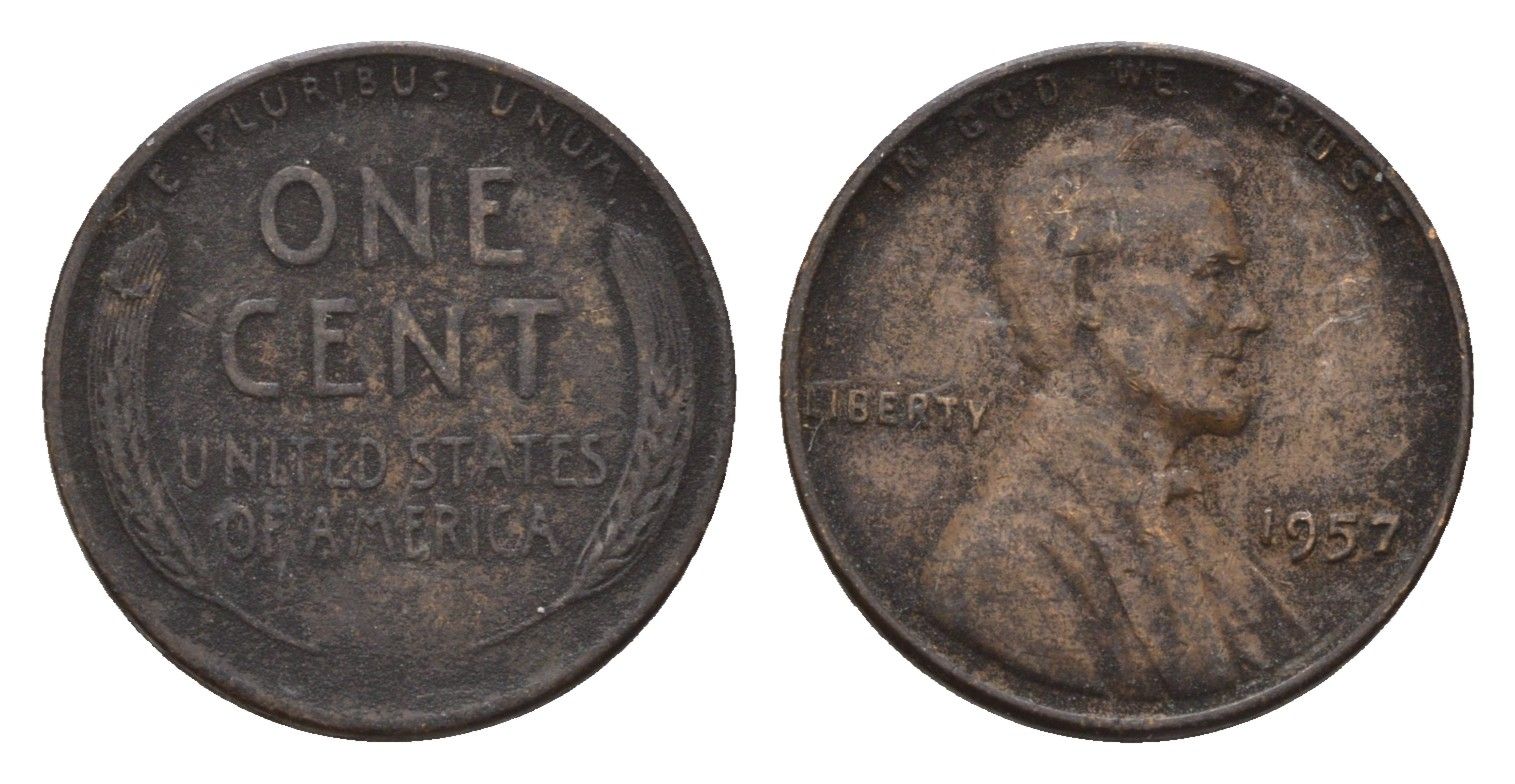 США 1 цент 1957 Линкольн KM 132 бронза 4651-665