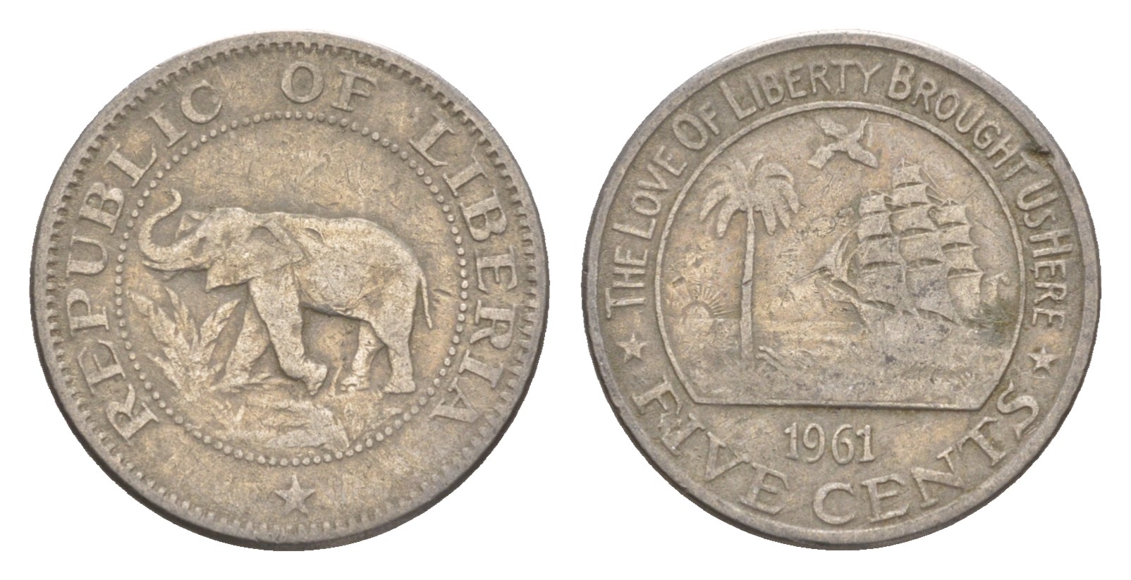 Либерия 5 центов 1961 KM 14 медно-никель 4659-456