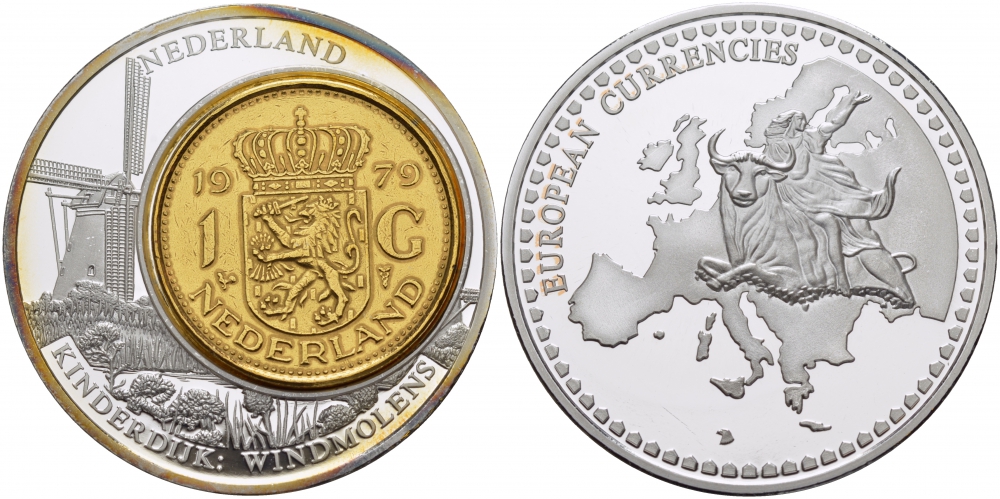 НИДЕРЛАНДЫ МЕДАЛЬ ND МОНЕТА НА МЕДАЛИ, 1 ГУЛЬДЕН , СЕРИЯ ДОЕВРОВЫЕ ДЕНЬГИ ЕВРОПЫ, СЕРЕБРЕНИЕ медно-никель PROOF 01-150-15