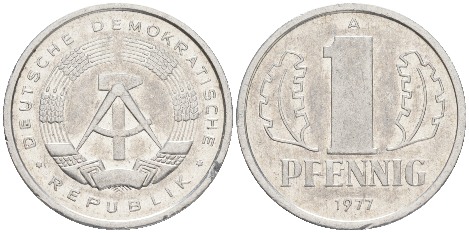 ГДР 1 ПФЕННИГ 1977 А KM 8.2 алюминий 192-156