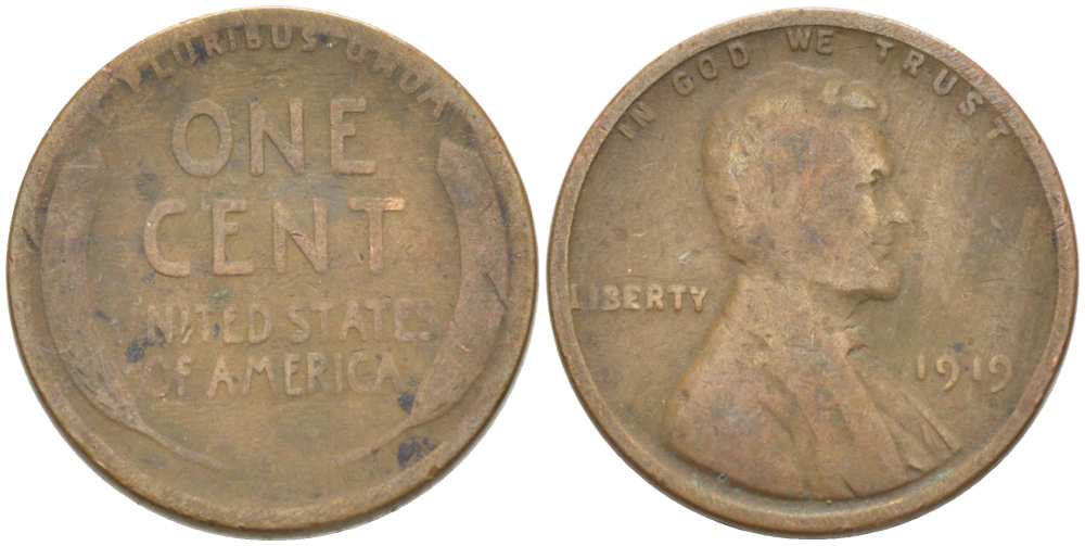 США 1 ЦЕНТ 1919 ЛИНКОЛЬН KM 132 бронза 218-336