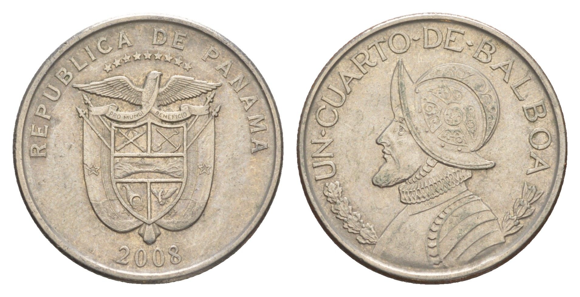 Панама 1/4 бальбоа (25 сентесимо) 2008 KM 128.1 медь плакированная медно-никелем 4529-1012
