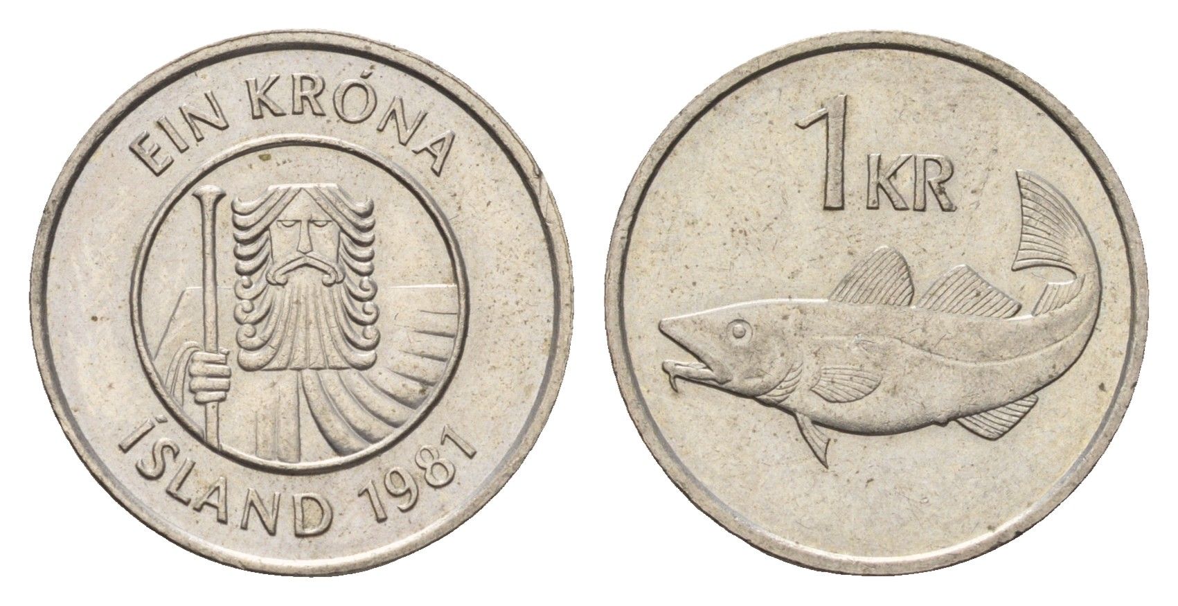 Исландия 1 крона 1981 треска KM 27 медно-никель 4691-523