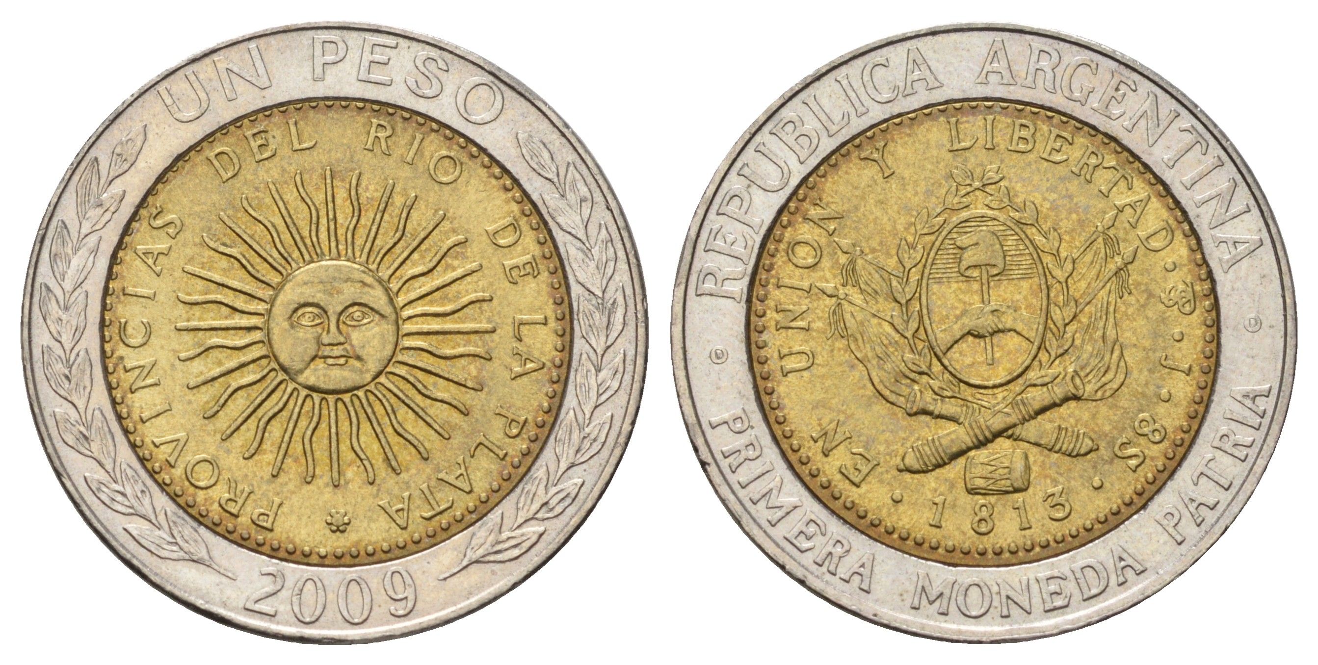 Аргентина 1 песо 2009 KM 112 биметалл UNC 4121-1056