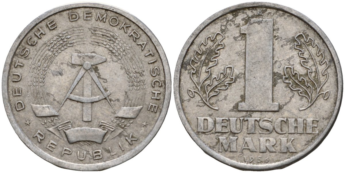 ГДР 1 марка 1956 A KM 13 алюминий 4601-456