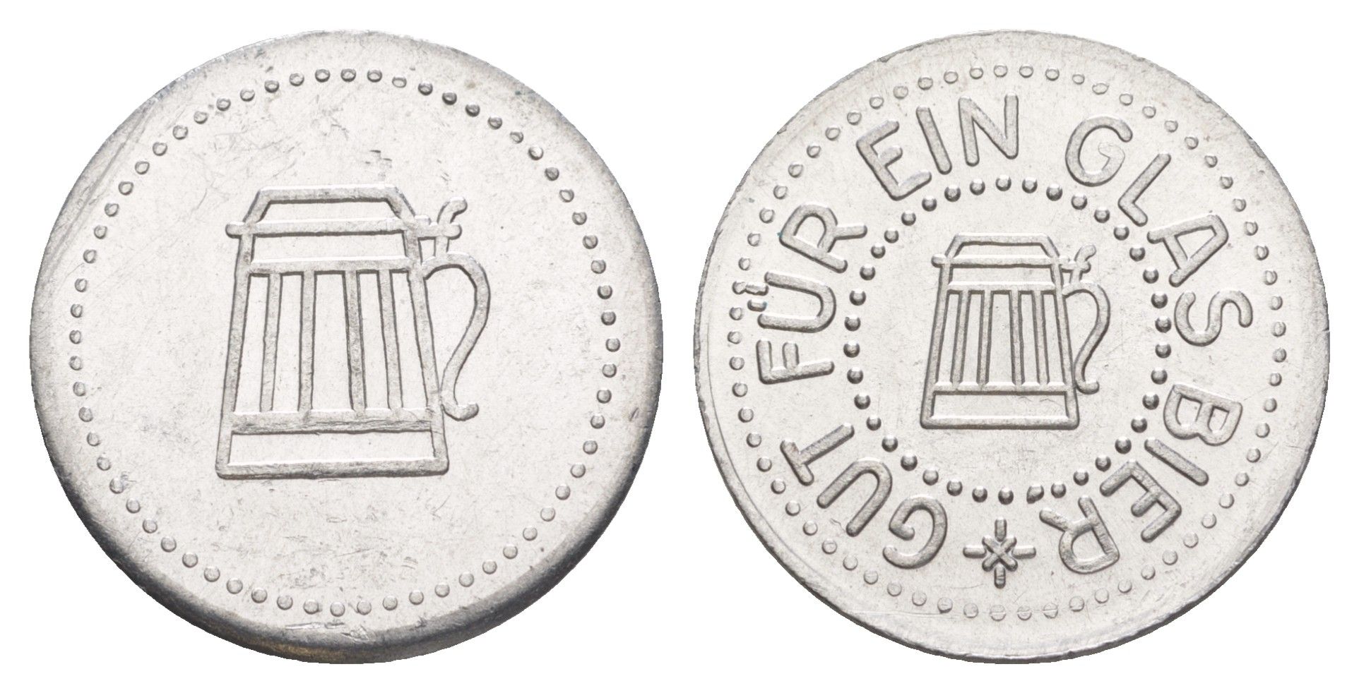 Германия жетон в 1 "стакан пива" ND диаметр 24 мм, вес 1,1 гр алюминий UNC 4638-822