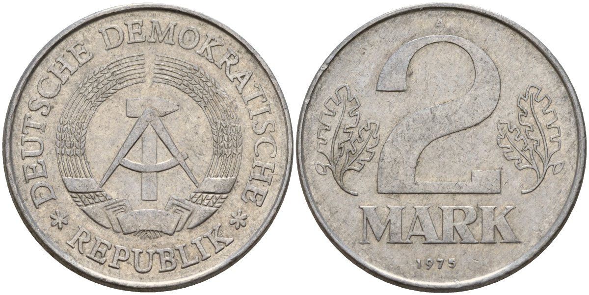 ГДР 2 марки 1975 A KM 48 алюминий 32-1031