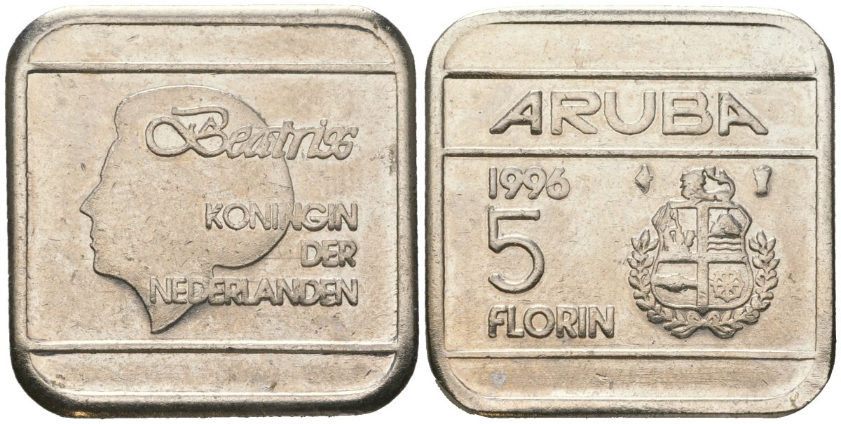 Аруба 5 флоринов 1996 Беатрикс (1980-2013) KM 12 сталь плакированная никелем 4619-412