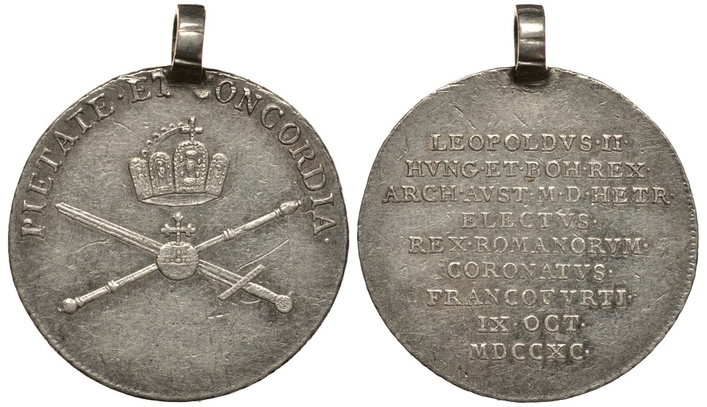 Франкфурт жетон 1790 на коронацию Леопольда II серебро 413-3911