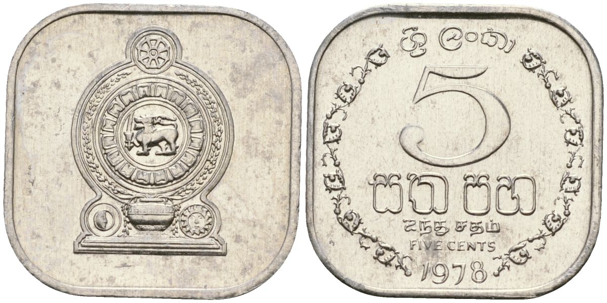 Шри-Ланка 5 центов 1978 KM 139a алюминий 4136-548