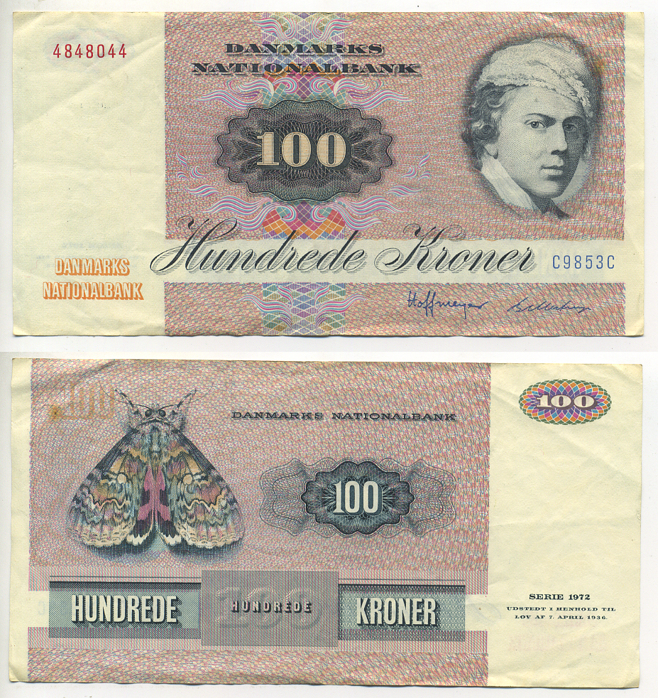 Дания 100 крон 1985 Prefix C9 Pick 51d бумага 7553-15-2
