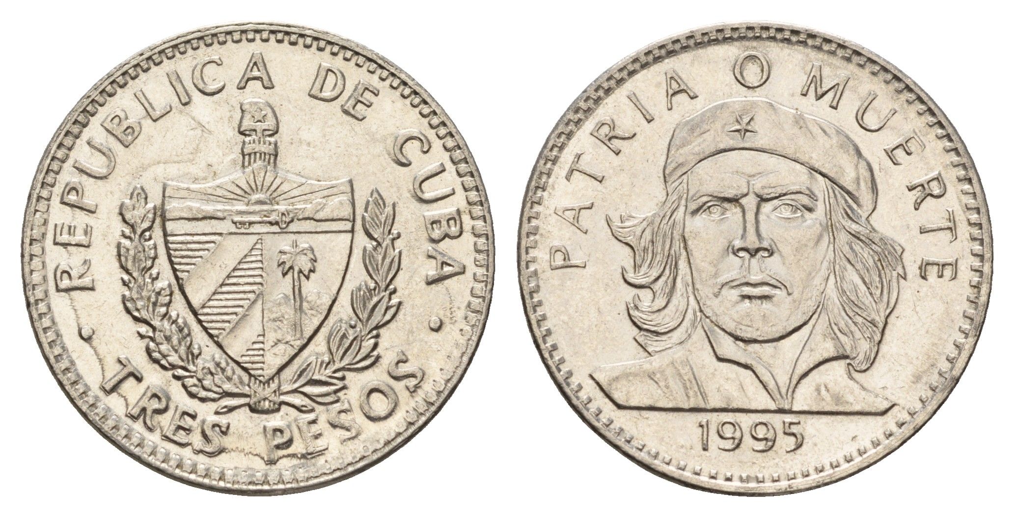 Куба 3 песо 1995 Эрнесто Че Гевара KM 346a сталь плакированная никелем 4675-235