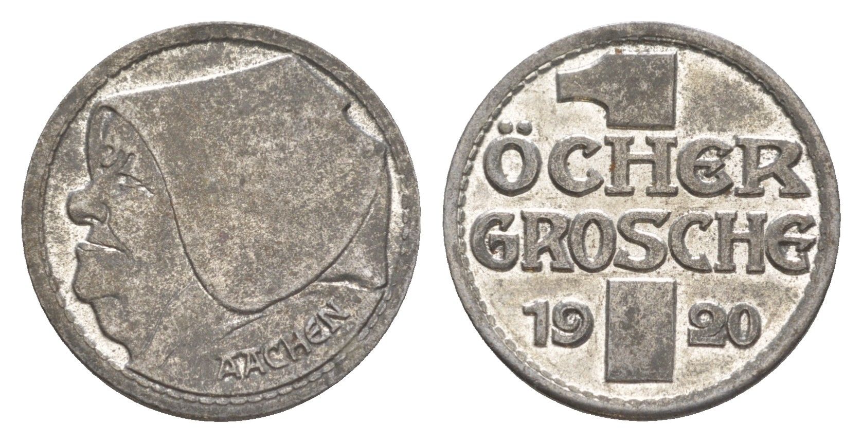 Аахен 10 пфеннигов = 1 грош 1920 Funck 1.5A, Men05 70.15, Men18 99.15 железо 4643-918