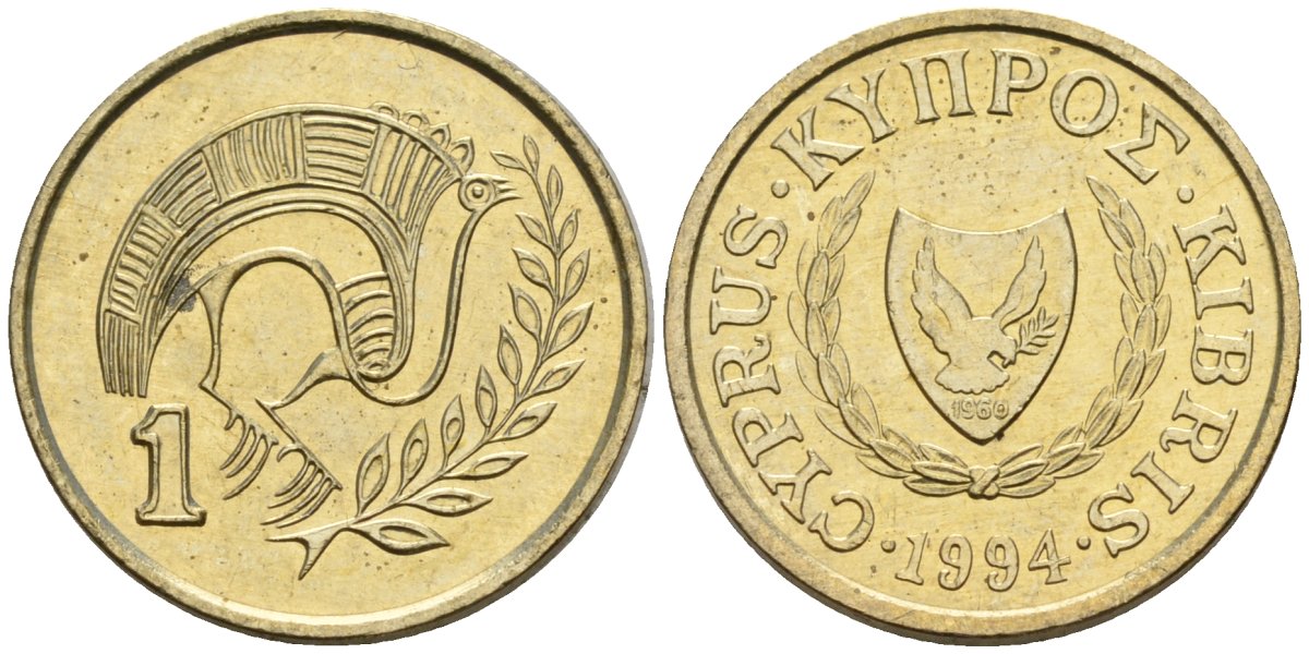 Кипр 1 цент 1994 KM 53.3 никель латунь 4174-1158