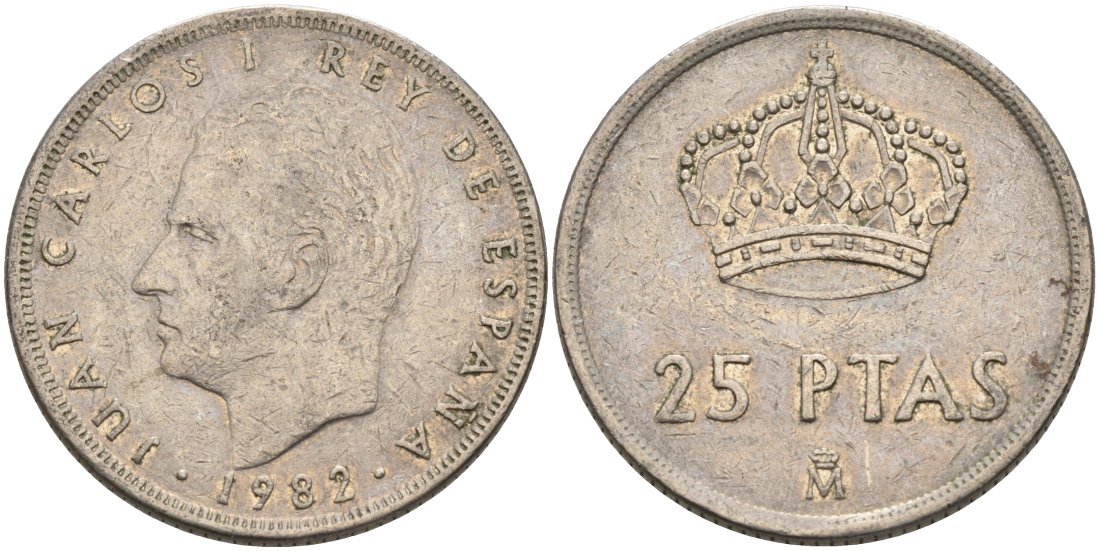 Испания 25 песет 1982 Хуан Карлос I (1975-2014) KM 824 медно-никель 4572-1042
