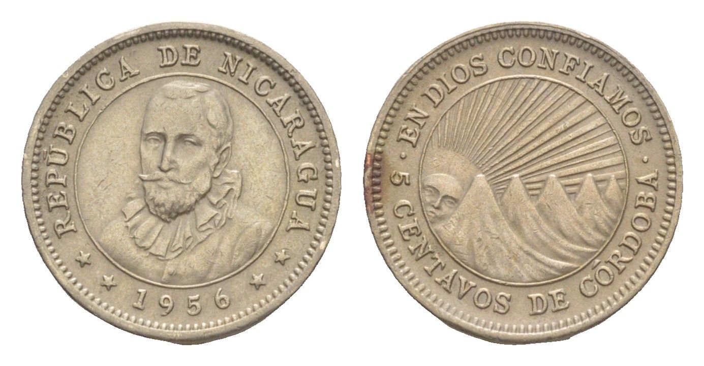 Никарагуа 5 сентаво 1956 KM 24.1 медно-никель 4640-951