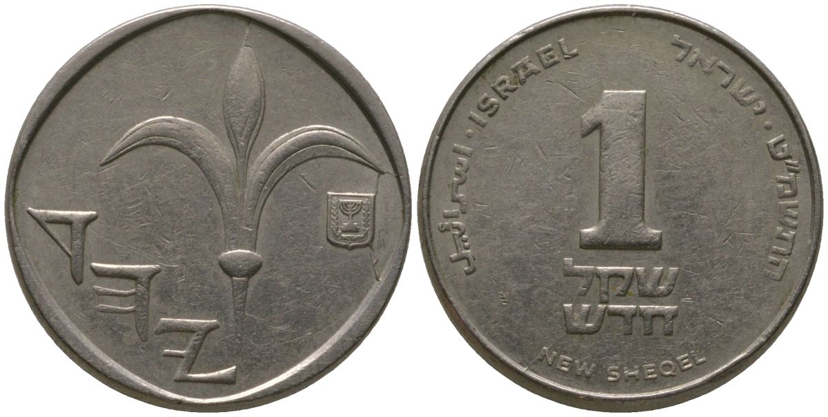 Израиль 1 новый шекель 1989 JE 5749 KM 160 медно-никель 4392-1133