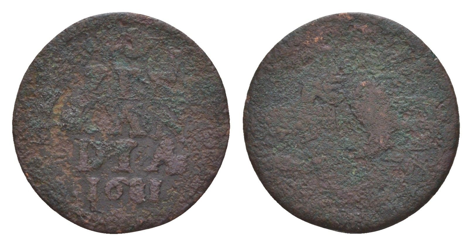 Нидерланды, Голландская Республика, Зеландия 1 дуит 1681 KM 55 медь 4655-526