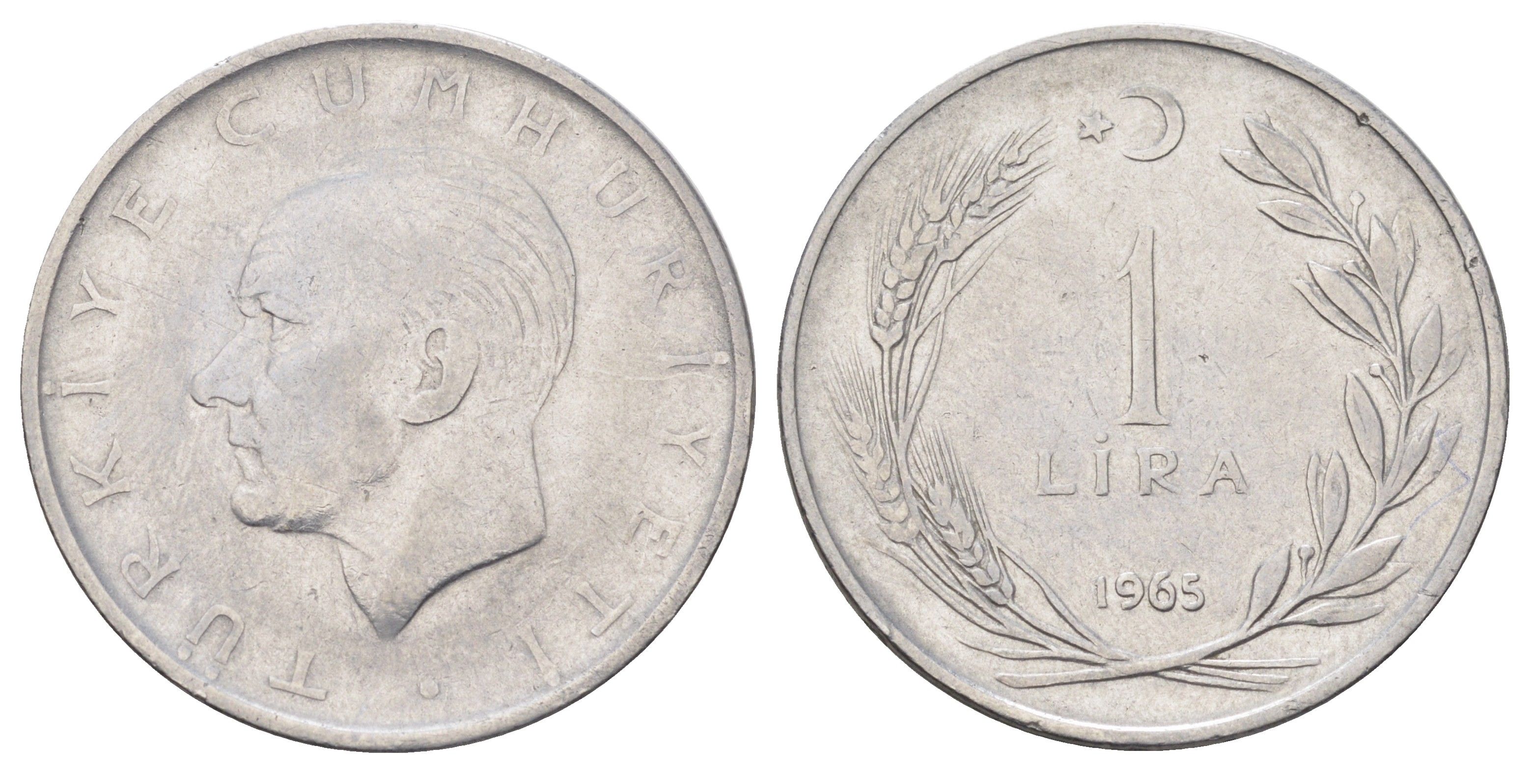 Турция 1 лира 1964 Кемаль Ататюрк KM 889a.1 нержавеющая сталь 4699-1157