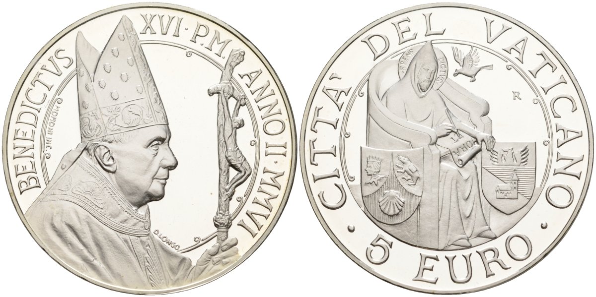 Ватикан 5 евро 2006 Бенедикт XVI, всемирный день мира, в оригинальной коробке, с сертификатом KM 395 серебро PROOF 7-1-71