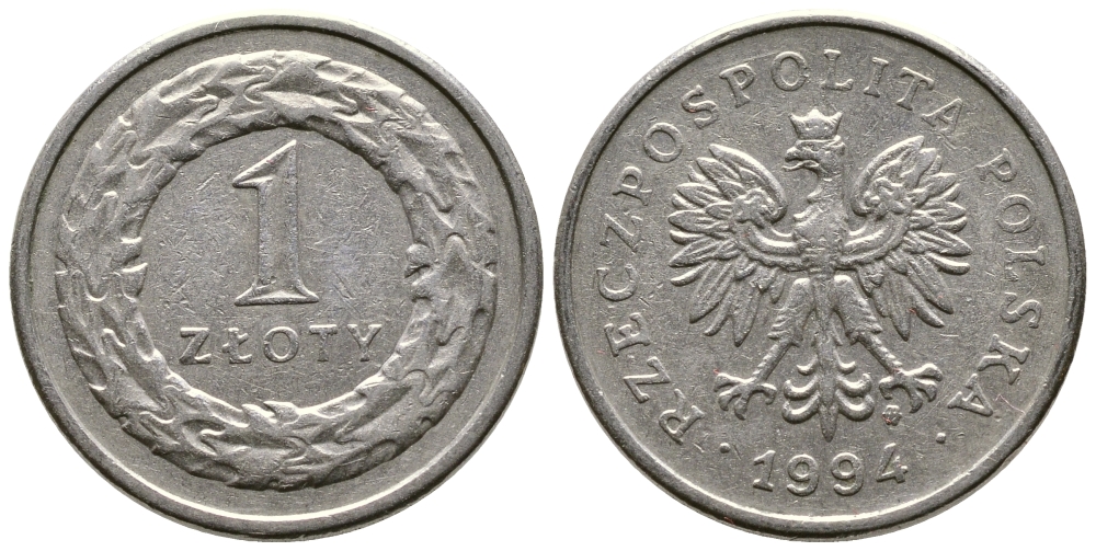 Польша 1 злотый 1994 MW KM 282 медно-никель 93-1144