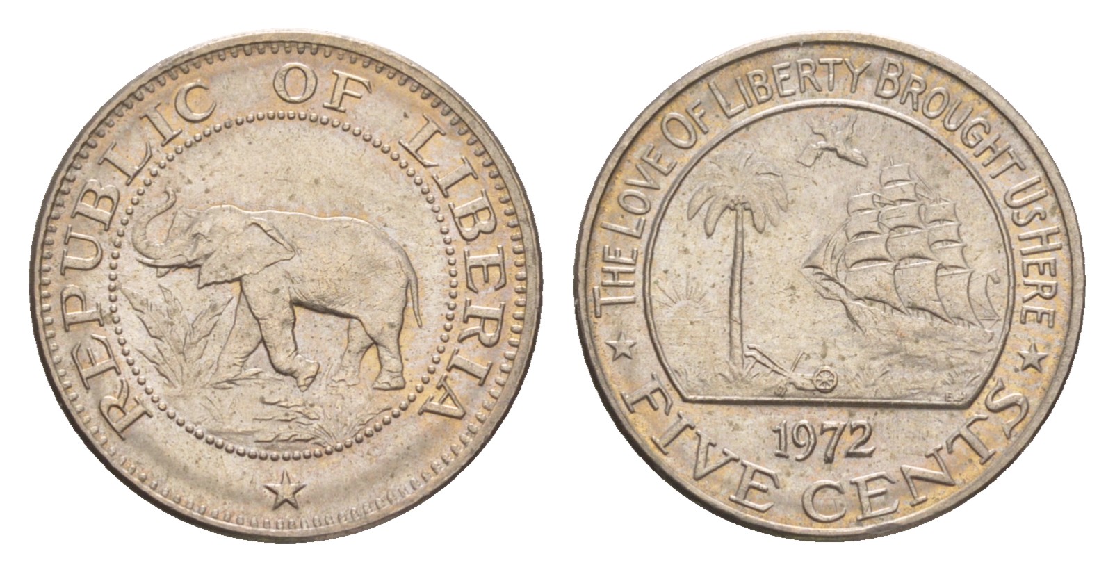 Либерия 5 центов 1972  KM 14 медно-никель  UNC 4659-465