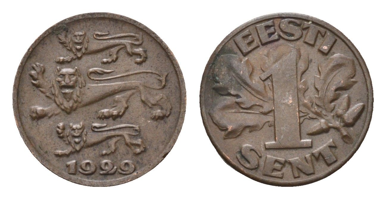 Эстония 1 сент 1929 год-тип KM 10 бронза 29-1116