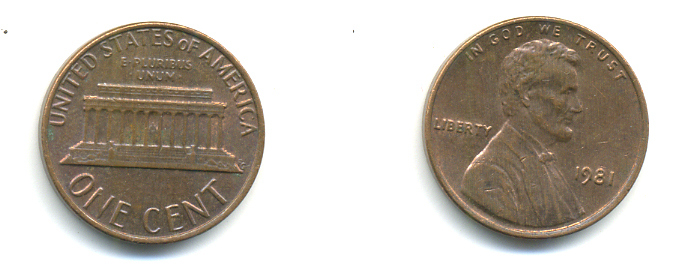 США 1 ЦЕНТ 1981 ЛИНКОЛЬН KM 201 медь цинк 179-353