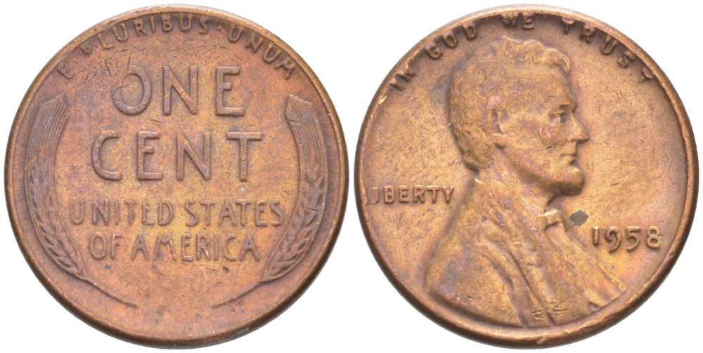 США 1 ЦЕНТ 1958 ЛИНКОЛЬН KM А132 медь цинк 218-726