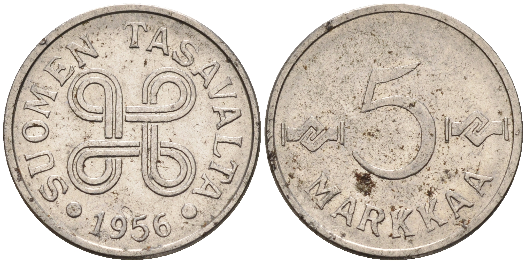 Финляндия 5 марок 1956 KM 37a никелированное железо  4147-416