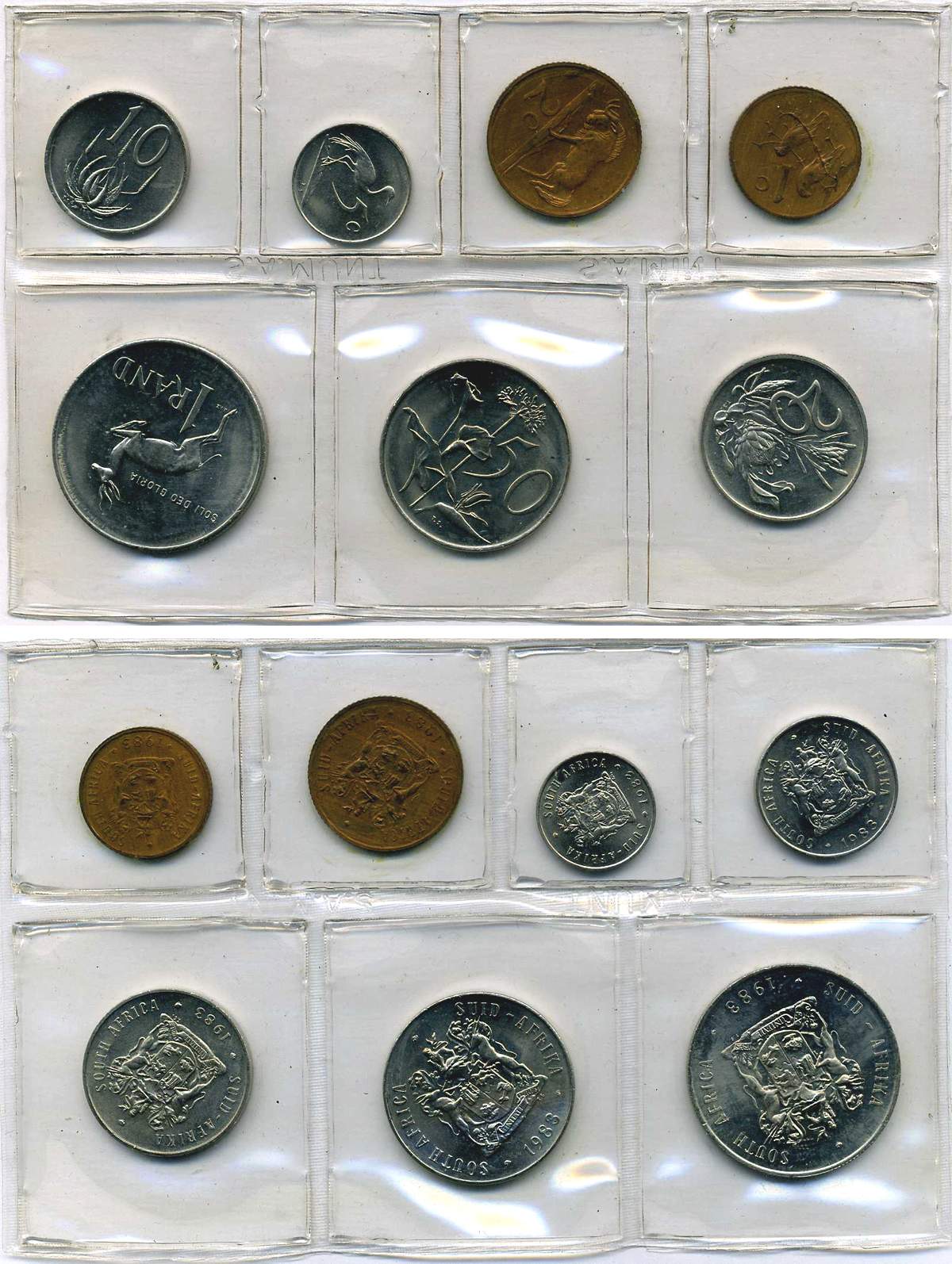 ЮАР набор из 7 монет 1983 в запайке, тираж 23000 экз. KM MS 20   UNC  3-4-1-13